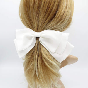 VeryShine claw/banana/barrette White floppy hair bow stacked hair bow for women