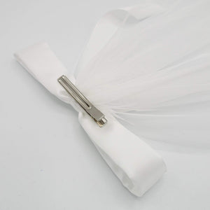 VeryShine claw/banana/barrette white hair bow wedding event satin tulle hair accessory  for women