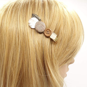 VeryShine claw/banana/barrette wood metal embellished hair barrette nacre hair clip for women