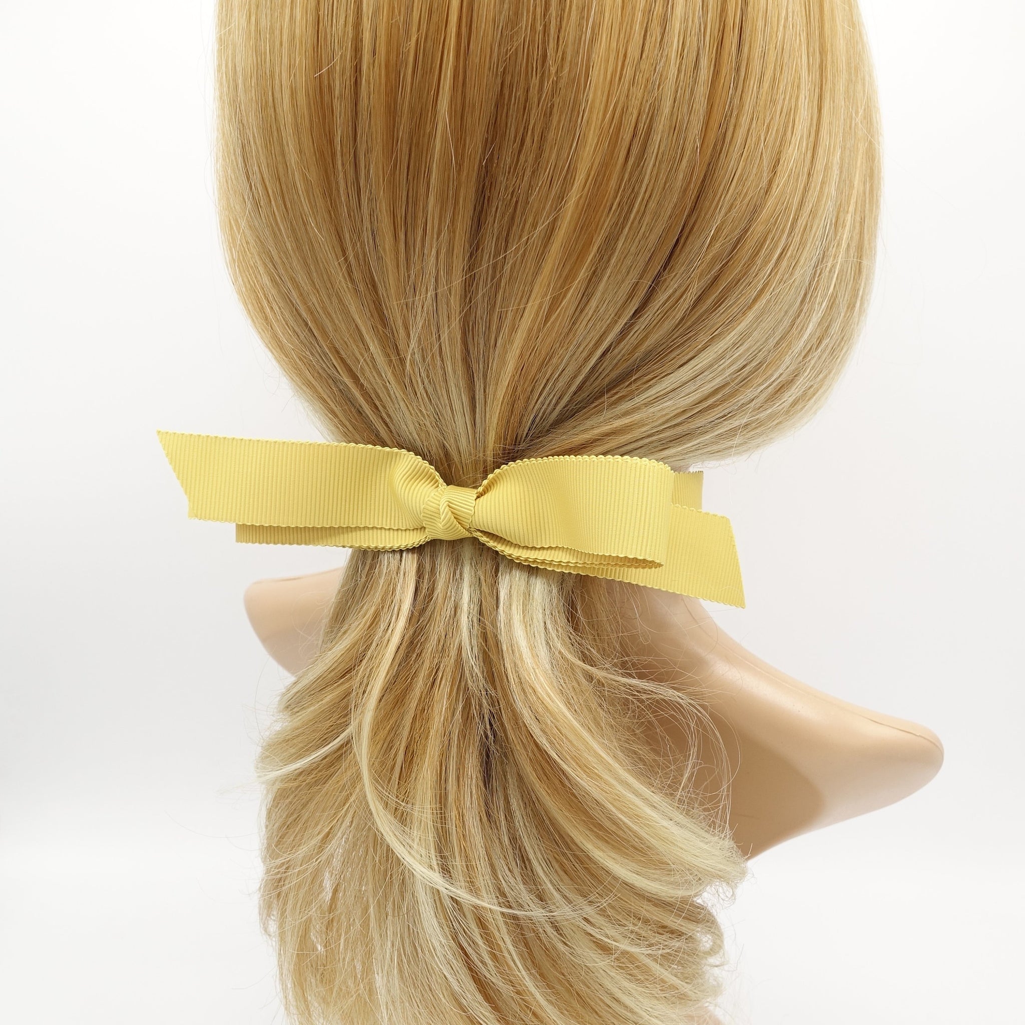VeryShine claw/banana/barrette Yellow gross grain hair bow narrow ribbon hair accessory for women