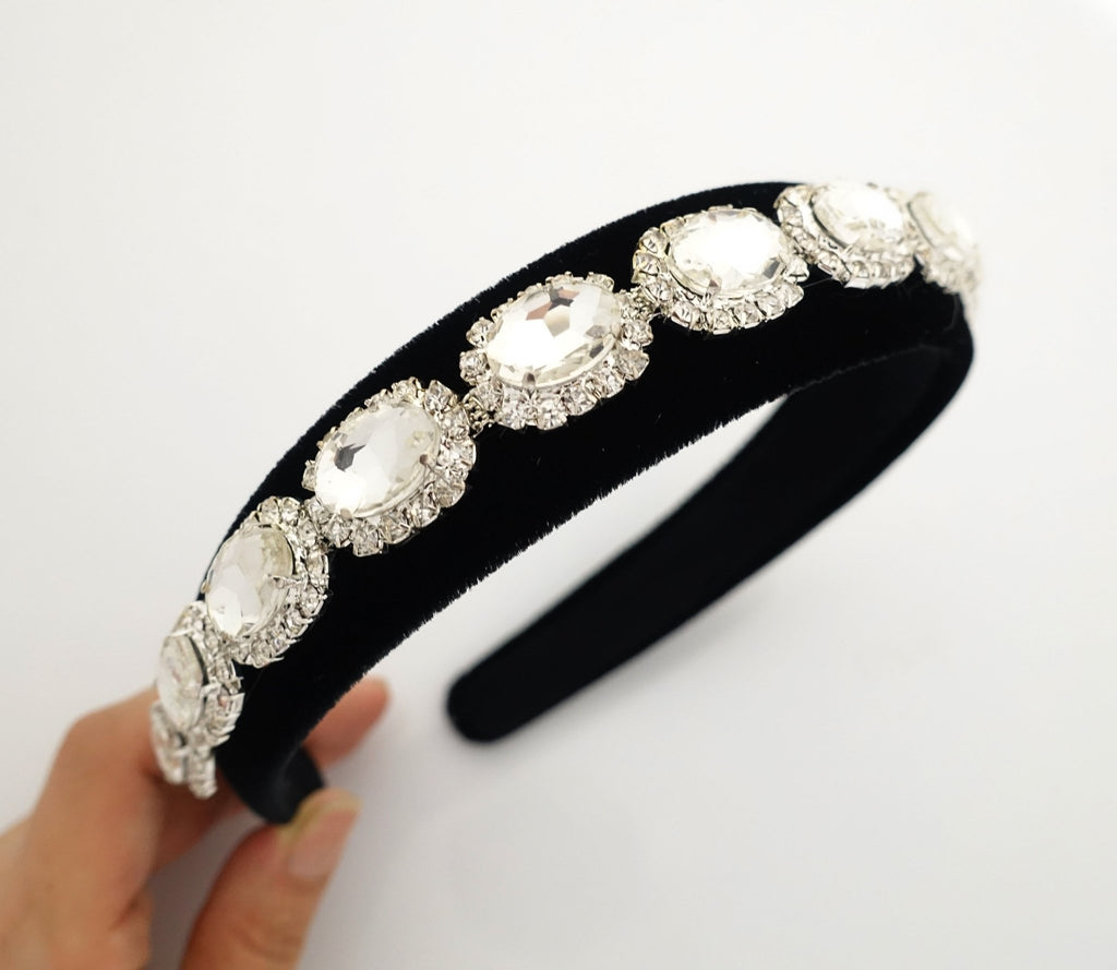 veryshine.com Accessories 0.7 inches Rhinestone embellished velvet hairband luxury dazzling woman headband