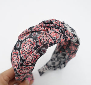 veryshine.com Accessories Black baroque bohemian print headband knot hairband casual hair accessory for women