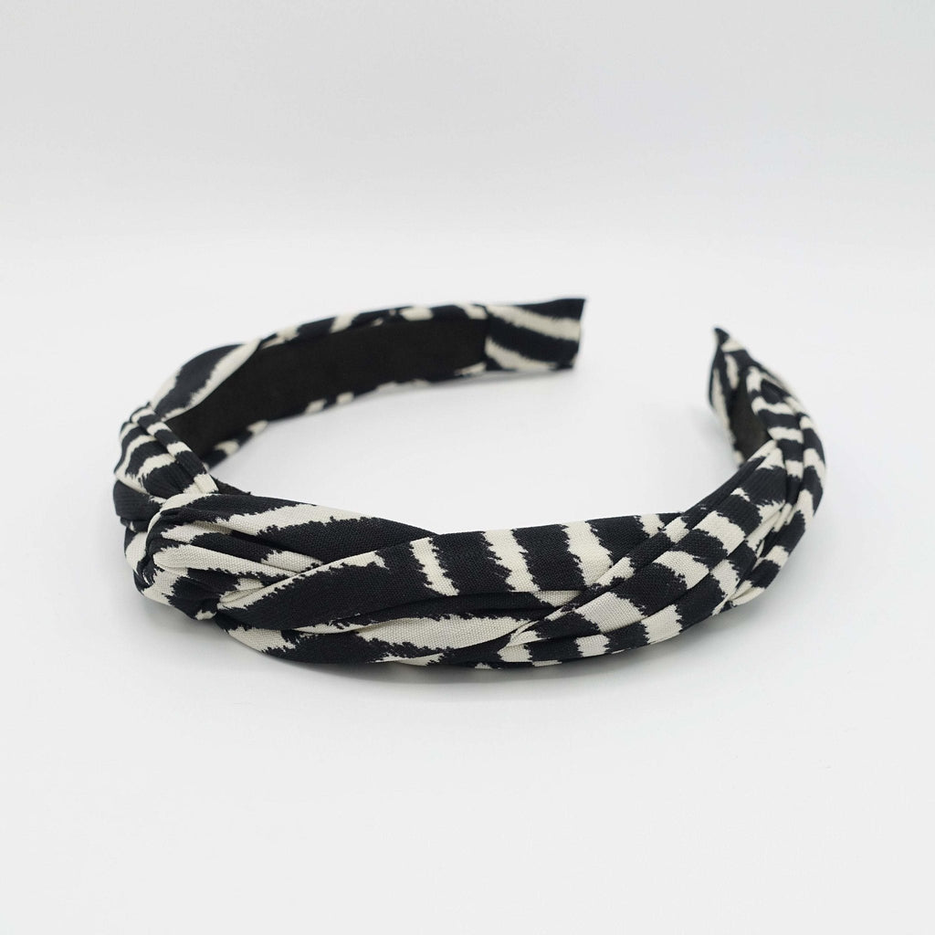 veryshine.com Accessories Black zebra print 2 strand crossed round braided headband for women
