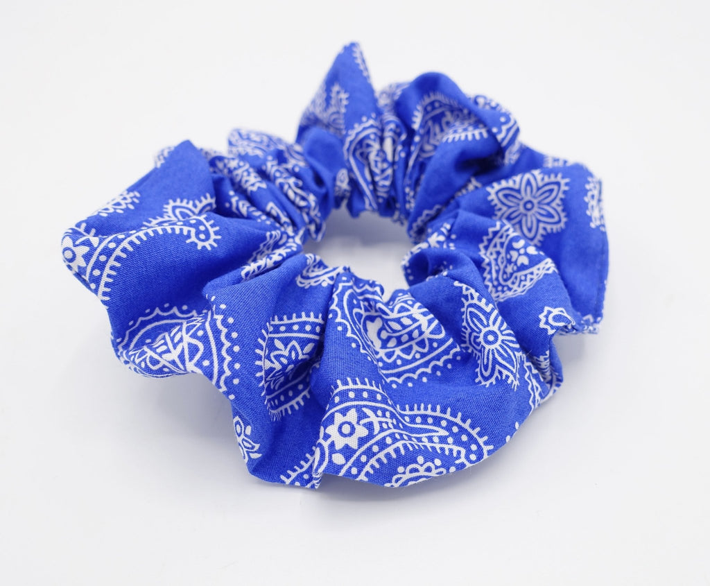 veryshine.com Accessories Blue paisley print scrunchies casual hair elastic scrunchie for women