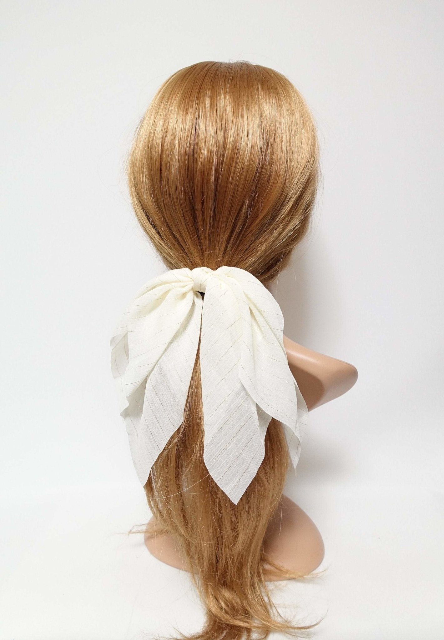 veryshine.com Accessories chiffon glitter stripe bow knot hair elastic ponytail holder women hair tie