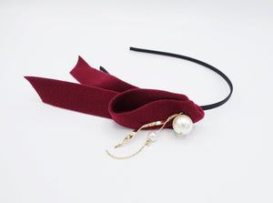 veryshine.com Accessories folded ribbon embellished thin headband pearl decorated hairband for woman