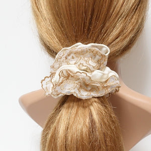 veryshine.com Accessories golden thread mesh lace chiffon scrunchies woman elastic hair accessories