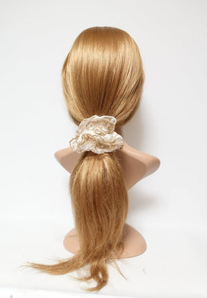 veryshine.com Accessories golden thread mesh lace chiffon scrunchies woman elastic hair accessories