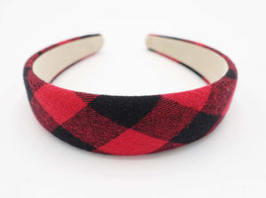 veryshine.com Accessories Red lightly padded woolen argyle check headband headband women hairband Fall Winter hair accessory