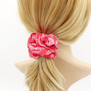 veryshine.com Accessories Red paisley print scrunchies casual hair elastic scrunchie for women