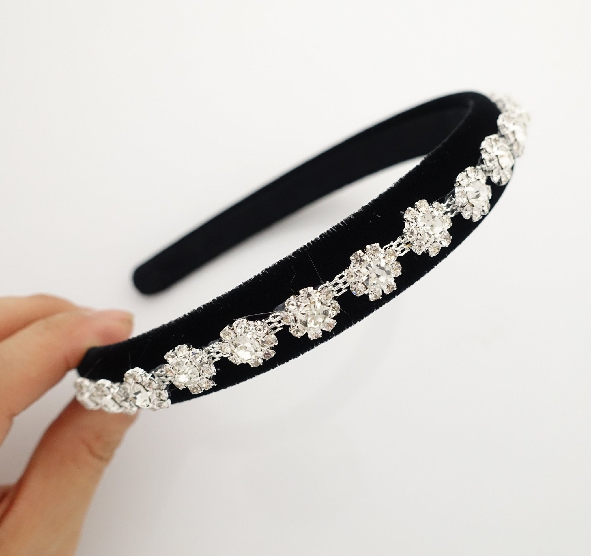 veryshine.com Accessories Rhinestone embellished velvet hairband luxury dazzling woman headband