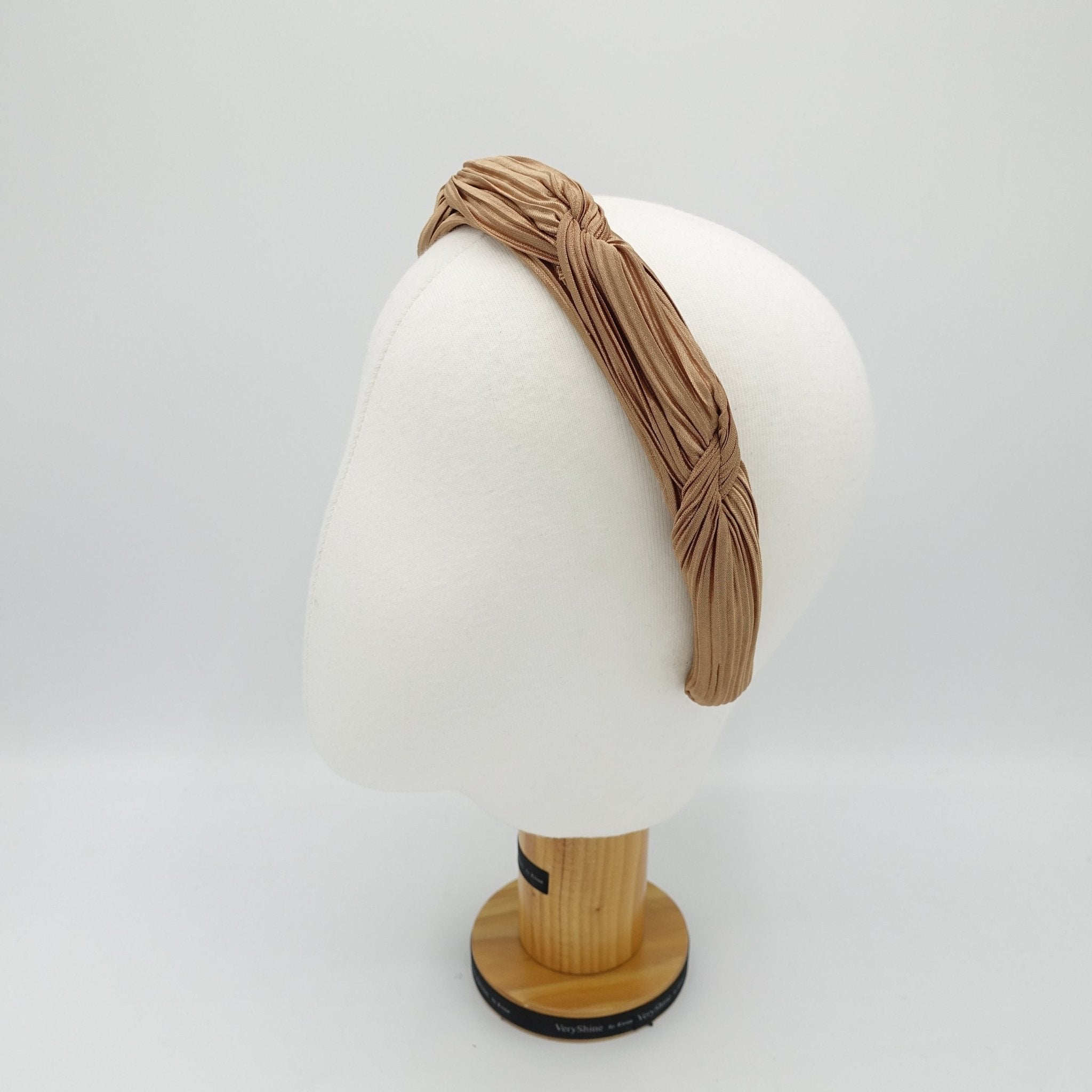veryshine.com Accessories satin pleated headband hand sewn cross pattern hairband women hair accessory
