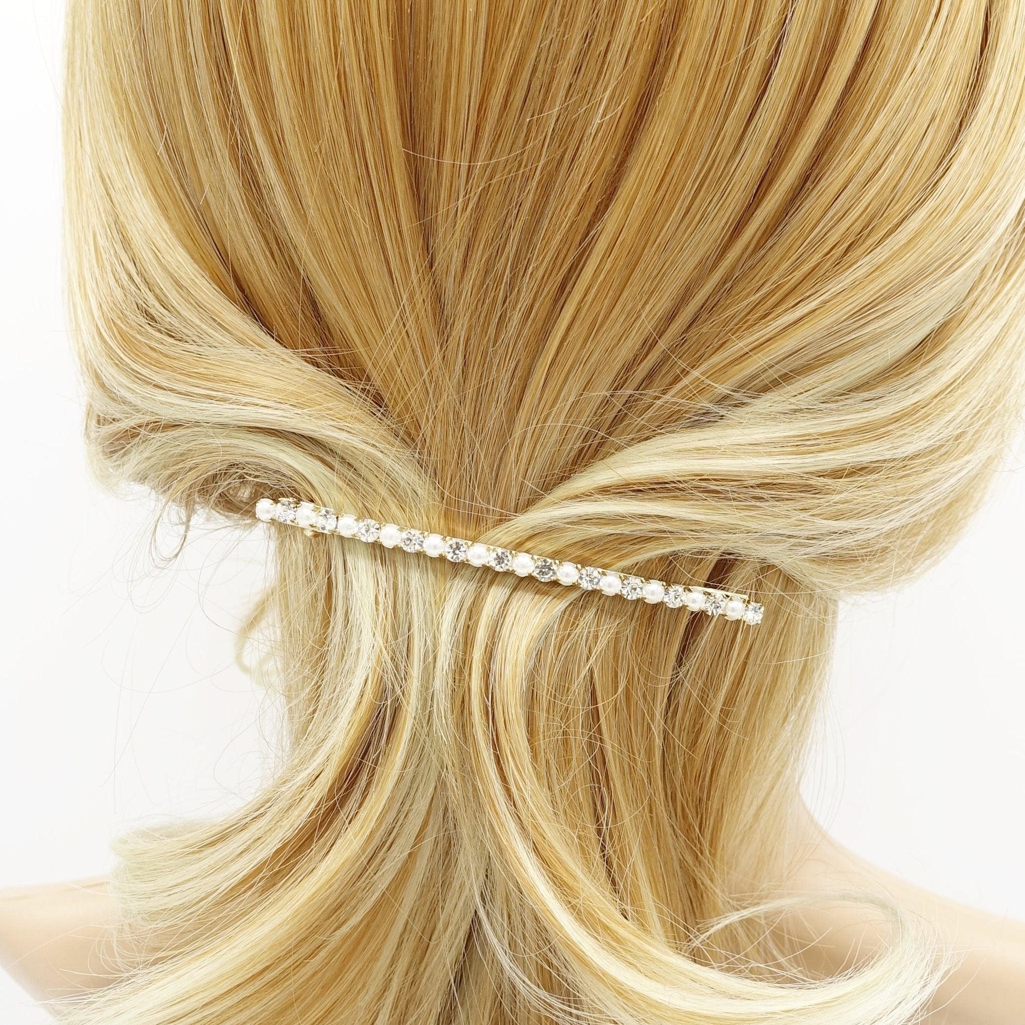 veryshine.com Barrette (Bow) 3.54 rhinestone pearl thin french hair barrette women hair accessory