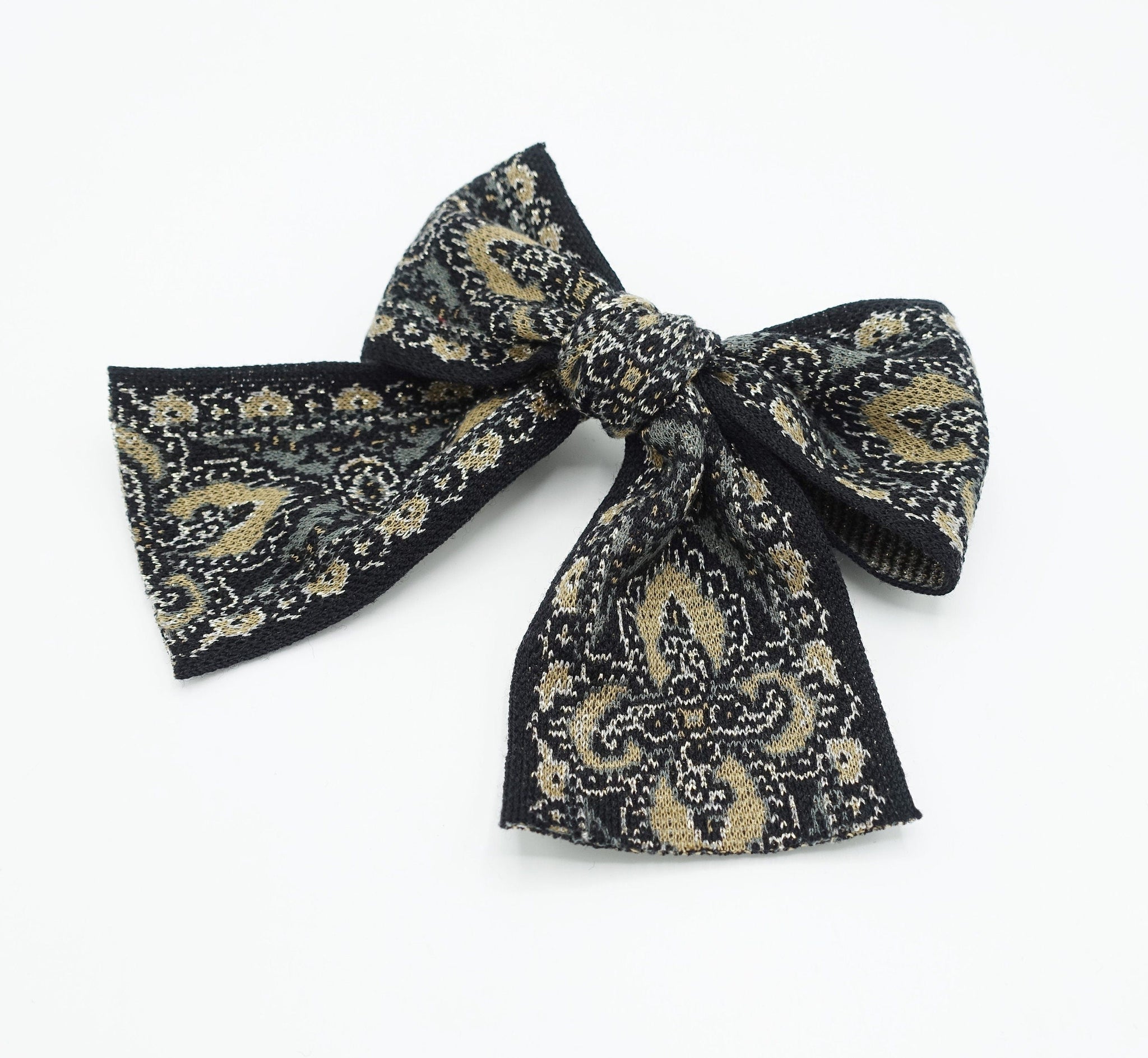 veryshine.com Barrette (Bow) baroque jacquard bow antique style pattern knit Fall Winter hair accessory for women