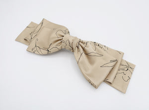 veryshine.com Barrette (Bow) Beige flower print satin hair bow double layered droopy bow hair stylish hair accessory for women