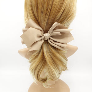 veryshine.com Barrette (Bow) Beige satin layered hair bow french hair barrette