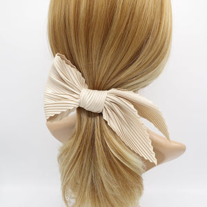 veryshine.com Barrette (Bow) Beige satin pleated hair bow
