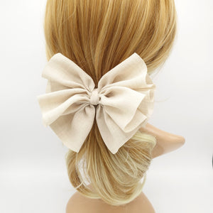 veryshine.com Barrette (Bow) Beige volume pleated hair bow french barrette women hair accessory