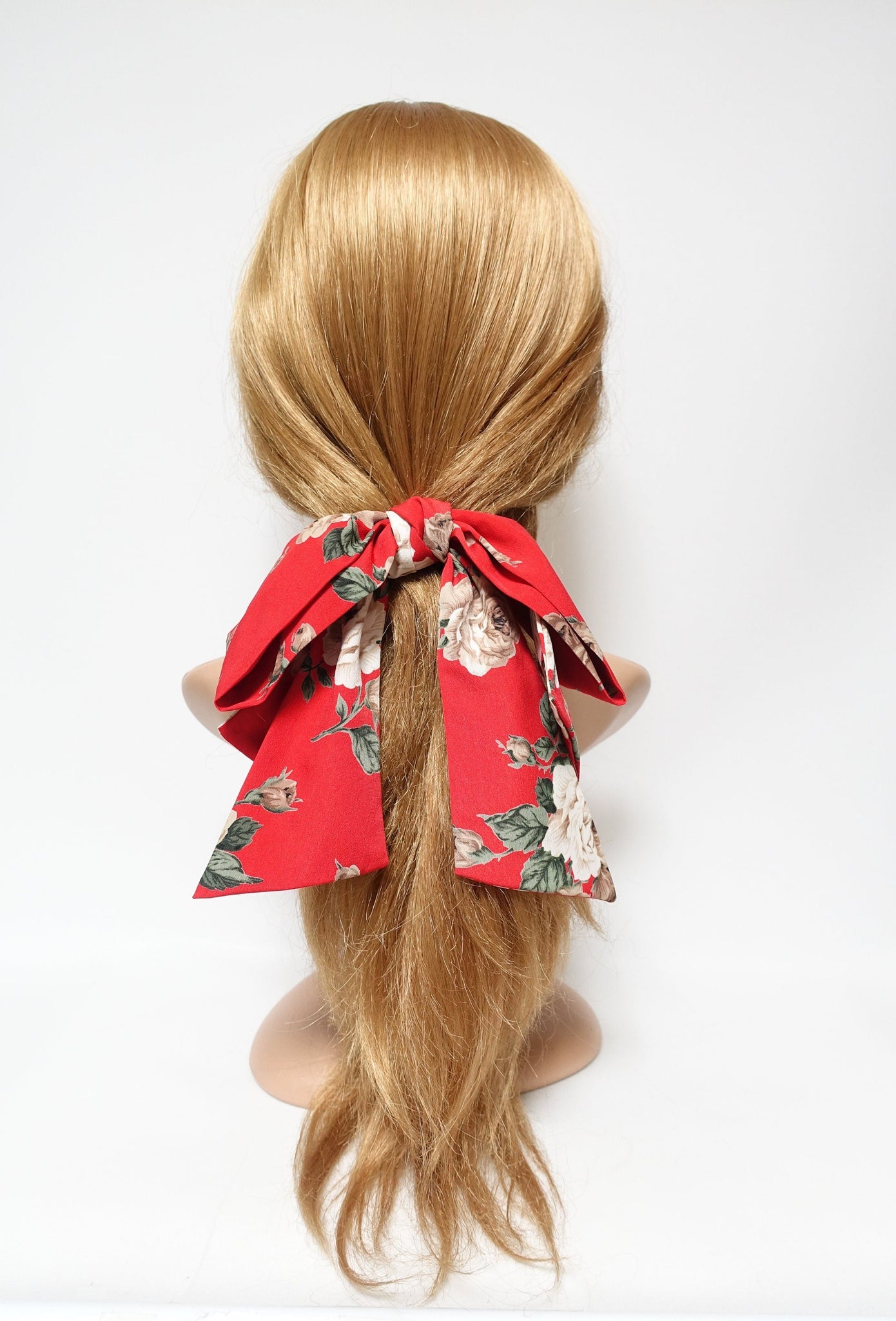 veryshine.com Barrette (Bow) big flower print pattern  layered droopy tail bow french barrette stylish women hair accessory