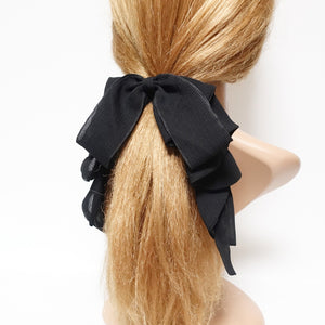 veryshine.com Barrette (Bow) Black cancan chiffon ruffle bow folding wave hair french barrette woman hair accessory