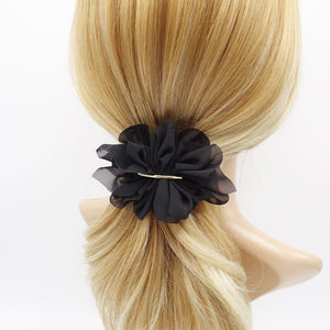 veryshine.com Barrette (Bow) Black chiffon flower barrette, ruffle flower barrette, cute hair accessory for women