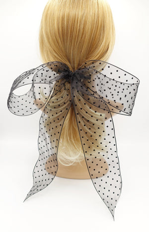 veryshine.com Barrette (Bow) Black dot organza dot hair bow solid giant stylish hair accessory for women
