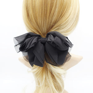 veryshine.com Barrette (Bow) Black floppy hair bow chiffon multi layered bow women hair accessory