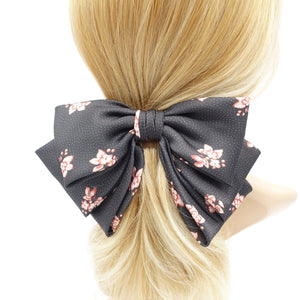 veryshine.com Barrette (Bow) Black floral satin hair bow