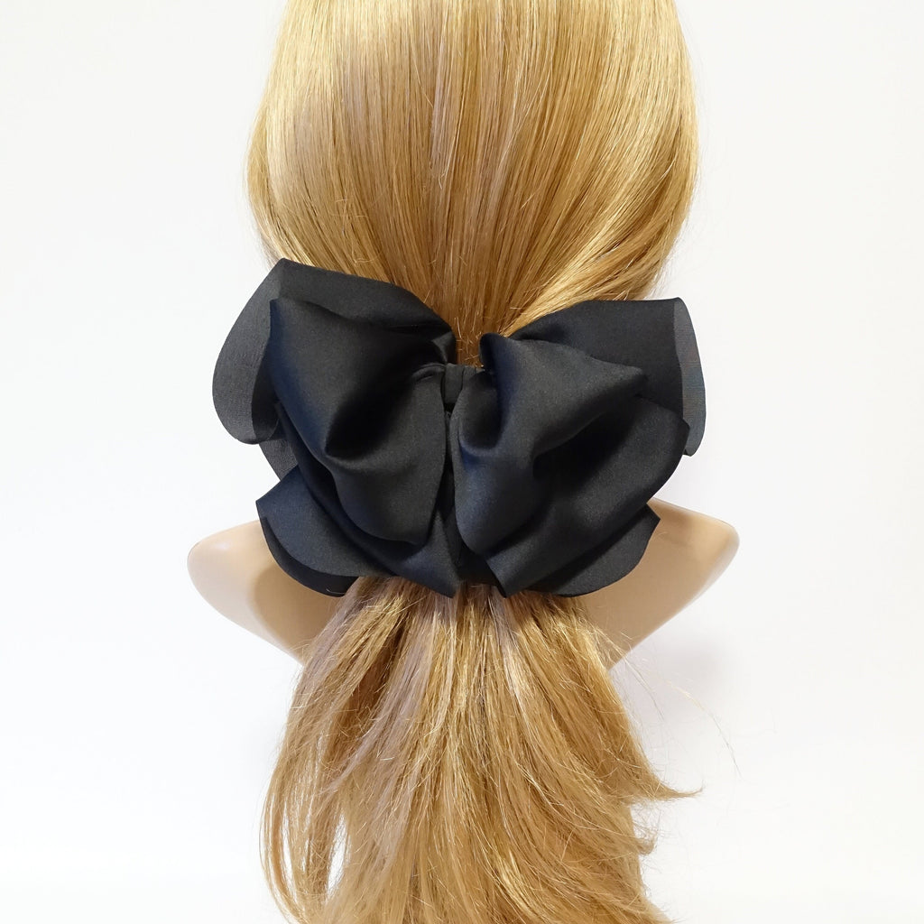 veryshine.com Barrette (Bow) Black glossy satin  butterfly hair bow barrette volume up layered women hair bow barrette hair accessory