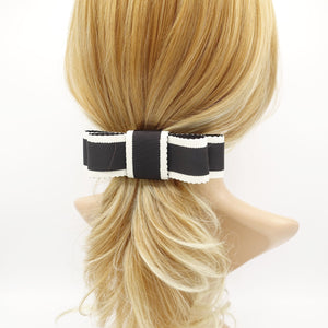 veryshine.com Barrette (Bow) Black grosgrain hair bow wave edge layered two tone flat bow women hair accessories