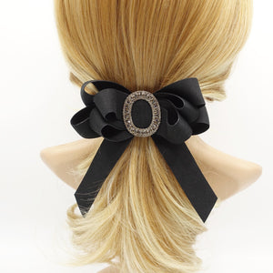veryshine.com Barrette (Bow) Black jeweled buckle hair bow layered tail bow french barrette women hair accessory