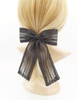 veryshine.com Barrette (Bow) Black mesh lace organza hair bow for women