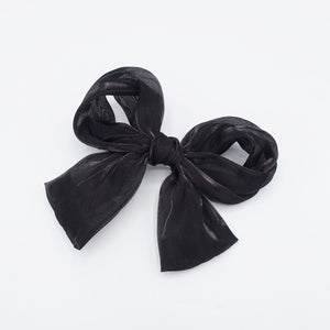 veryshine.com Barrette (Bow) Black organza wired hair bow colorful translucent fabric tail knotted bow french barrette women hair accessory
