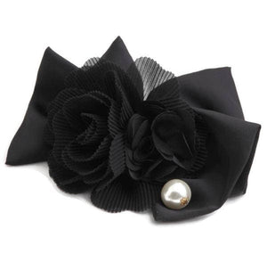 veryshine.com Barrette (Bow) Black Pleat flower french barrette  black bow french hair barrette elegant woman hair accessories