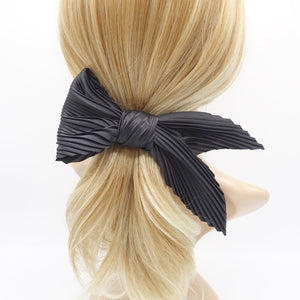veryshine.com Barrette (Bow) Black satin pleated hair bow