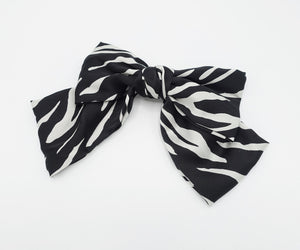 veryshine.com Barrette (Bow) Black satin zebra print layered hair bow for women