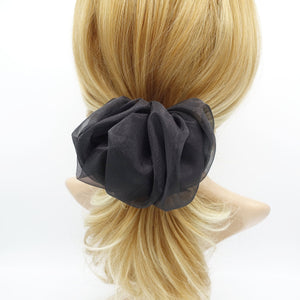 veryshine.com Barrette (Bow) Black solid mesh scrunchies hair barrette pleated wave women hair accessories