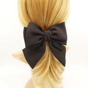 veryshine.com Barrette (Bow) Black thick double layered tail hair bow chiffon hair barrette for women