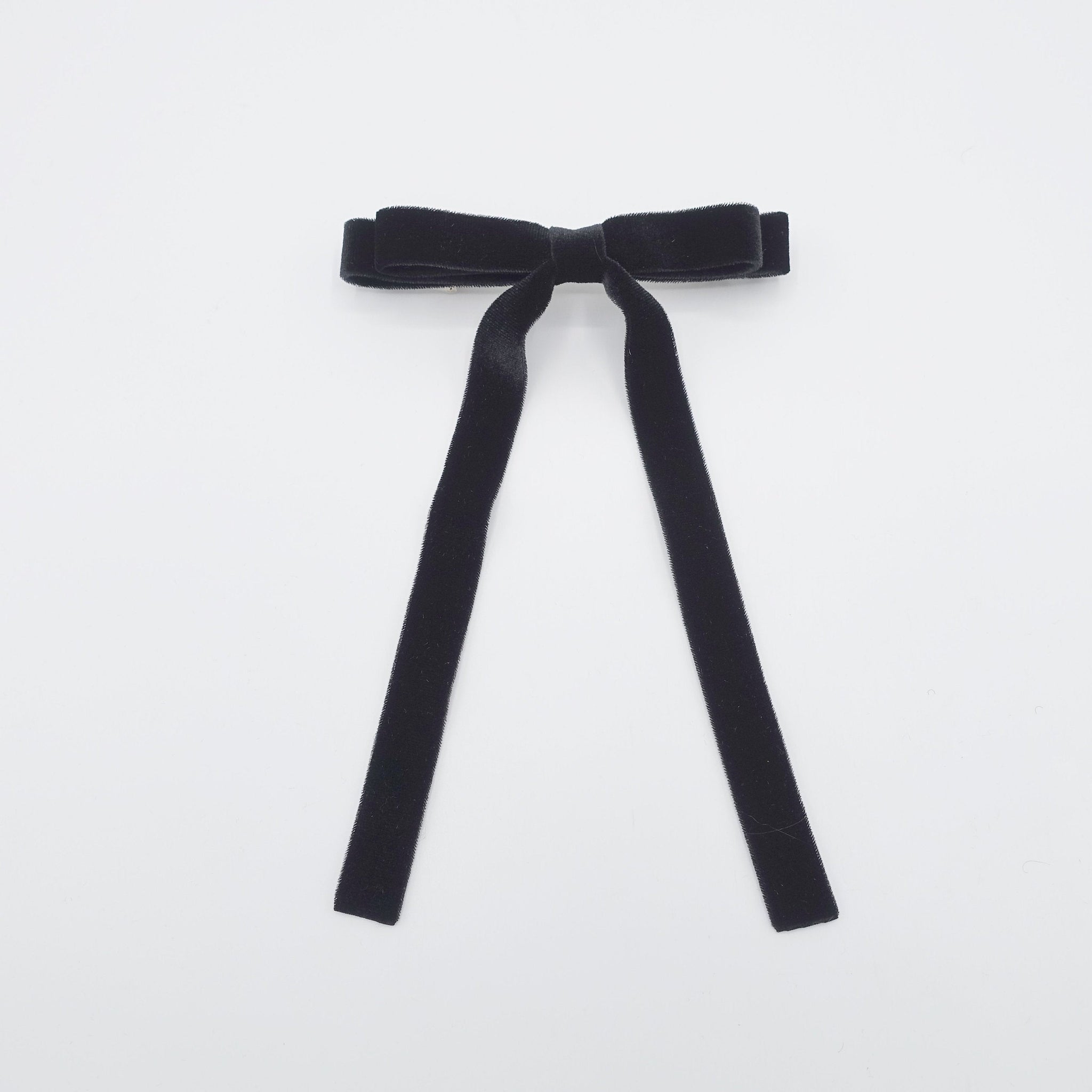 thin velvet tail hair bow casual style french hair barrette –