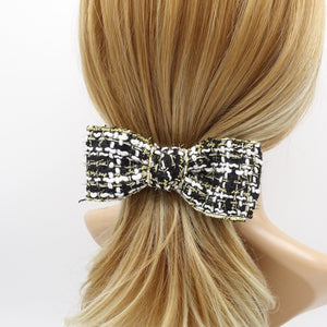veryshine.com Barrette (Bow) Black tweed hair bow, golden edge hair bow for women