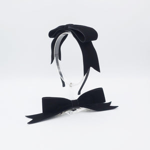 black velvet hair bow clip headband 