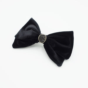 veryshine.com Barrette (Bow) black velvet hair bow rhinestone casting embellished bling hair accessory for women