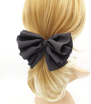 veryshine.com Barrette (Bow) Black volume pleated hair bow french barrette women hair accessory