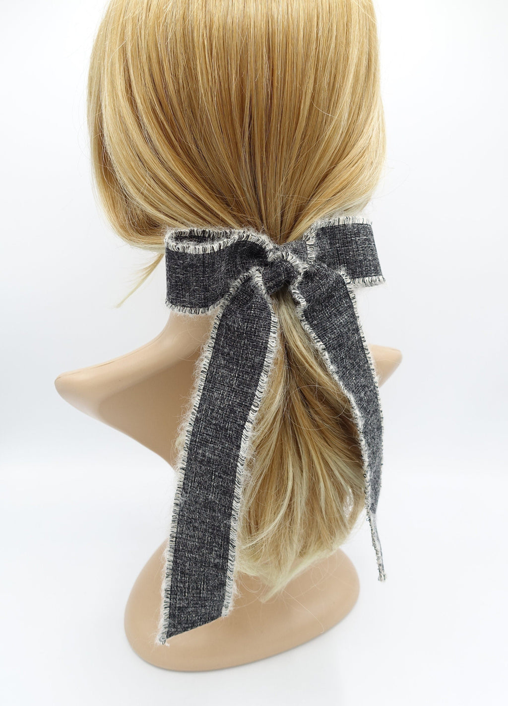 veryshine.com Barrette (Bow) Black woolen hair bow frayed edge tail hair accessory for women