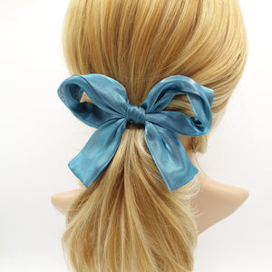 veryshine.com Barrette (Bow) Blue green organza wired hair bow colorful translucent fabric tail knotted bow french barrette women hair accessory