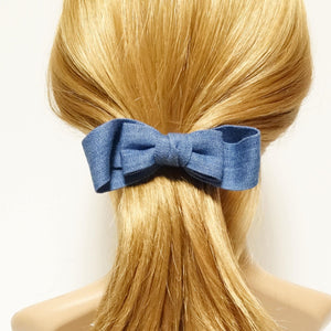 veryshine.com Barrette (Bow) Blue Handmade Denim Jean layer bow French hair Barrettes