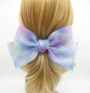 veryshine.com Barrette (Bow) Blue organza galaxy big hair bow women hair accessory