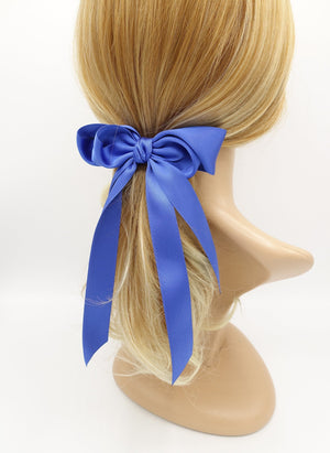 veryshine.com Barrette (Bow) Blue satin hair bow layered double tail hair accessory for women