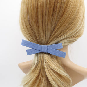 veryshine.com Barrette (Bow) Blue wide denim bow barrette, casual hair barrette, daily hair bow for women