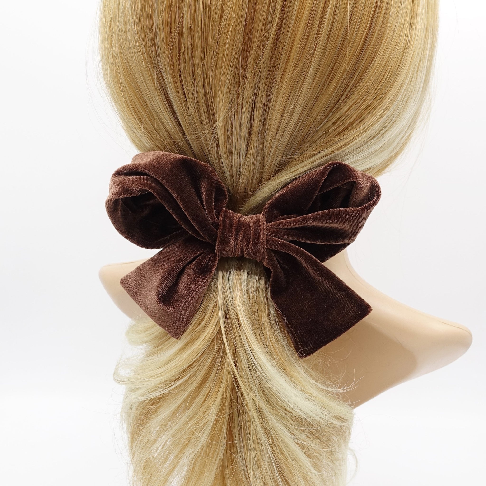veryshine.com Barrette (Bow) Brown velvet wired bow hair accessory for women